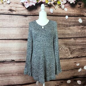 Style & Co Women’s Acrylic Solid Gray Bell Sleeve Soft Knit Sweater Dress
